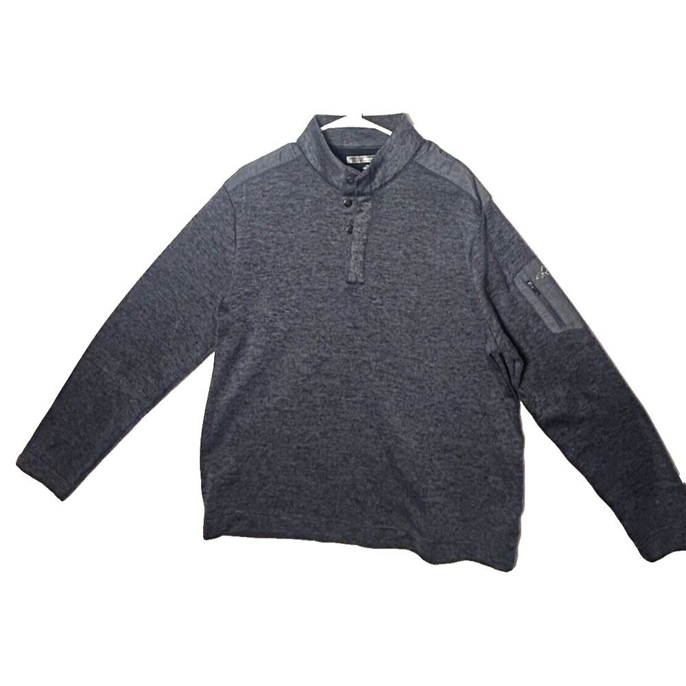 Greg Norman Mens Large Golf Fleece Jacket Gray 1/4 Button-223
